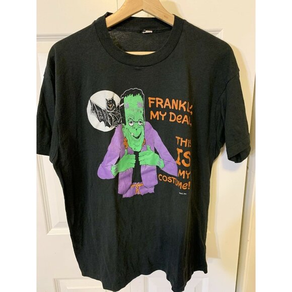 Vtg Frankly My Dear This Is My‎ Costume Frankenstein Men’s Sz XL Black T Shirt - Picture 3 of 7